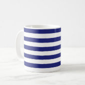 青および白のストライプのマグ コーヒーマグカップ (正面左)