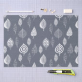 青および白の葉 薄葉紙 (クラフト)