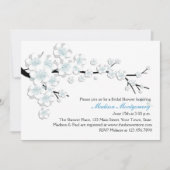 青および白ブライダルシャワーは活気付きます 招待状 (正面)