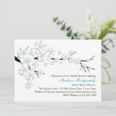 青および白ブライダルシャワーは活気付きます 招待状 (スタンド正面)