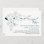 青および白ブライダルシャワーは活気付きます 招待状 (正面/裏面)