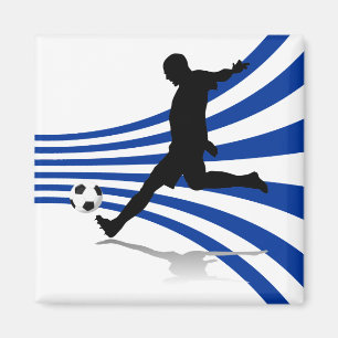 青および白人のサッカーの選手 マグネット