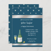 青および白退職のパーティの招待状を主演します 招待状 (正面/裏面)