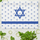 青および白青いダビデの星 キッチンタオル (折り畳み)