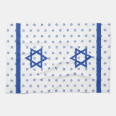 青および白青いダビデの星 キッチンタオル (横)