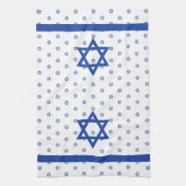 青および白青いダビデの星 キッチンタオル (縦)