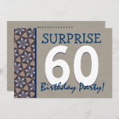 青および砂のモダン第60の驚きの誕生会 招待状 (正面/裏面)