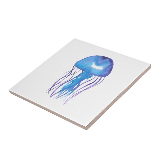 青および紫色のくらげ タイル (側面)