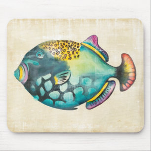 青および紫色のアクアリウムの魚 マウスパッド