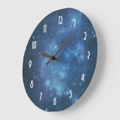 青および紫色の宇宙宇宙のイメージ ラージ壁時計 (傾斜)
