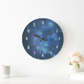 青および紫色の宇宙宇宙のイメージ ラージ壁時計 (ホーム)