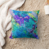 青および紫色の抽象的でファンキーな枕 クッション (ブランケット)