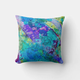 青および紫色の抽象的でファンキーな枕 クッション