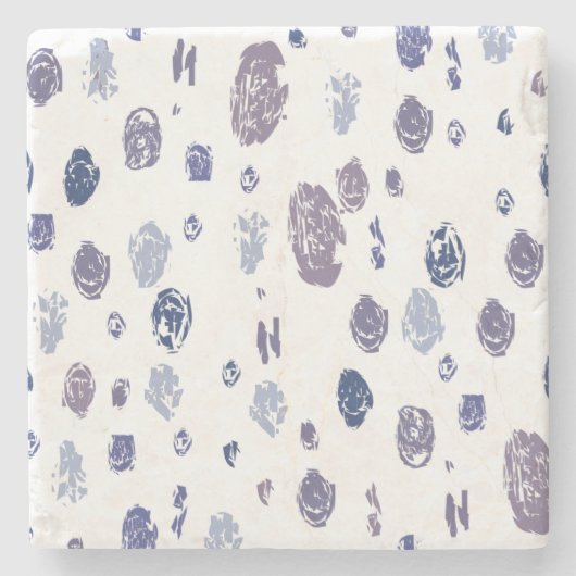 青および紫色の抽象的な雨滴 ストーンコースター (正面)