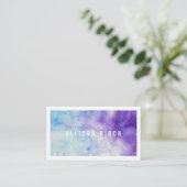 青および紫色の水彩画の名刺 名刺 (スタンド正面)