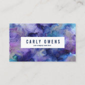 青および紫色の水彩画の質の名刺 名刺 (正面)