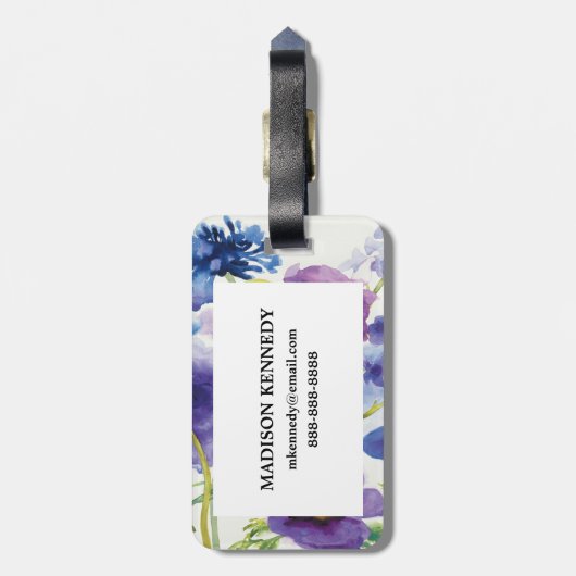 青および紫色の混合された庭 ラゲッジタグ (裏面縦)