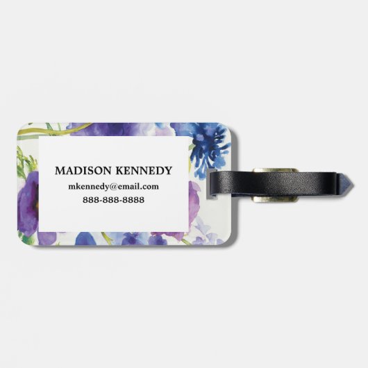 青および紫色の混合された庭 ラゲッジタグ (裏面横)