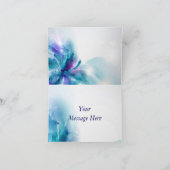 青および紫色の花柄はノート感謝していしています サンキューカード (内部)