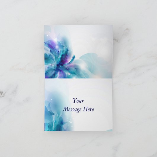 青および紫色の花柄はノート感謝していしています サンキューカード (内部)