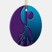 青および紫色の陰陽のピースサインのオーナメント セラミックオーナメント (右)