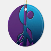 青および紫色の陰陽のピースサインのオーナメント セラミックオーナメント (左)
