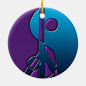 青および紫色の陰陽のピースサインのオーナメント セラミックオーナメント (裏面)