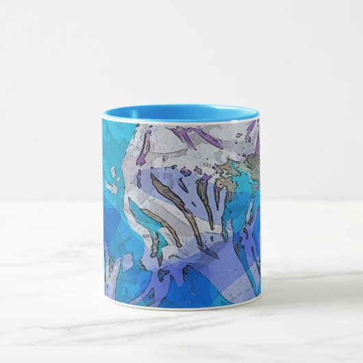 青および紫色の音楽コーヒー・マグに水をまいて下さい マグカップ (中央)