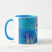 青および紫色の音楽コーヒー・マグに水をまいて下さい マグカップ (左)