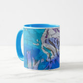 青および紫色の音楽コーヒー・マグに水をまいて下さい マグカップ (正面左)