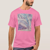 青および紫色の鮮やかで抽象的なグラフィック Tシャツ (正面)