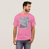 青および紫色の鮮やかで抽象的なグラフィック Tシャツ (正面フル)