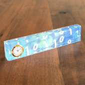 青および紫色の2進符号 デスクネームプレート (側面)