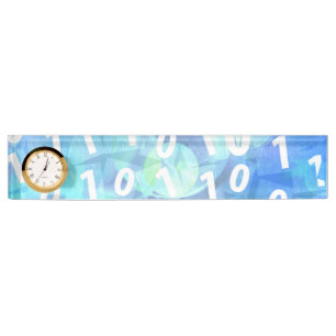 青および紫色の2進符号 デスクネームプレート
