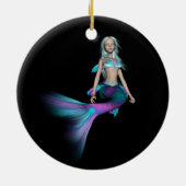 青および紫色3D人魚4 セラミックオーナメント (裏面)