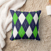 青および緑のアーガイル柄のなパターン枕 クッション (ブランケット)