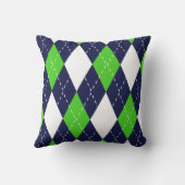 青および緑のアーガイル柄のなパターン枕 クッション (裏面)