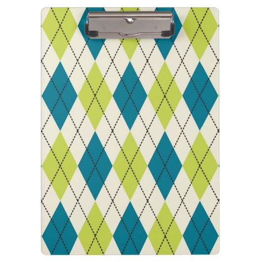 青および緑のアーガイル クリップボード (正面)