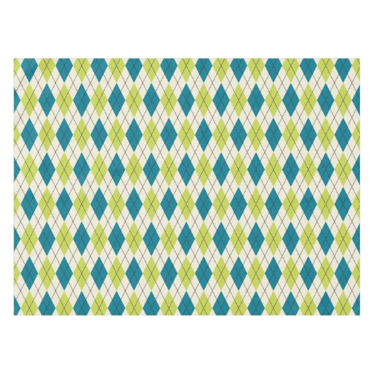 青および緑のアーガイル テーブルクロス (正面(横))