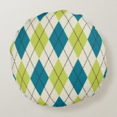 青および緑のアーガイル ラウンドクッション (裏面)