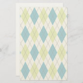 青および緑のアーガイル 便箋 (正面/裏面)