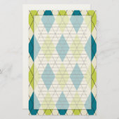 青および緑のアーガイル 便箋 (正面/裏面)