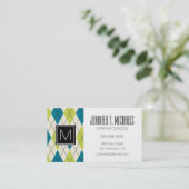 青および緑のアーガイル 名刺 (スタンド正面)