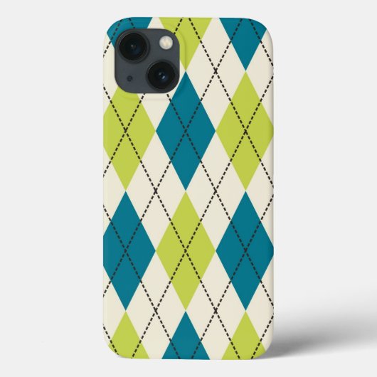 青および緑のアーガイル Case-Mate iPhoneケース (裏面)
