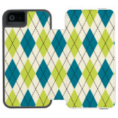 青および緑のアーガイル INCIPIO iPhoneウォレットケース (フォリオ Open)