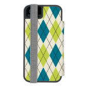 青および緑のアーガイル INCIPIO iPhoneウォレットケース (フォリオ裏面)
