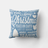 青および緑のクリスマスの地下鉄の芸術の枕 クッション (裏面)