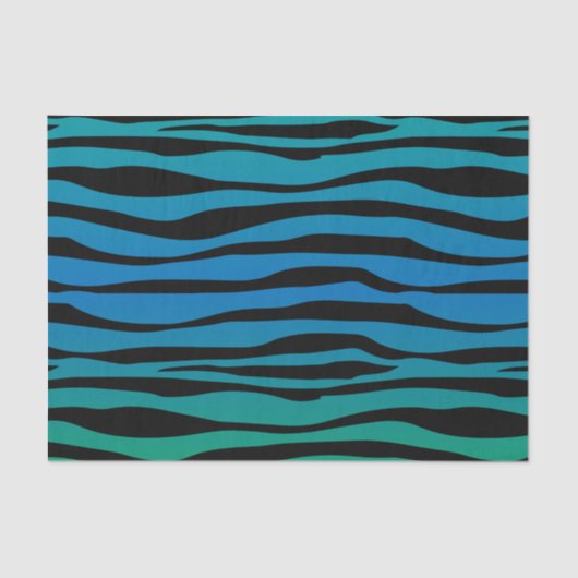 青および緑のシマウマのアニマルプリント 薄葉紙 (正面)