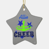 青および緑のチアリーダーの星のオーナメント セラミックオーナメント (左)