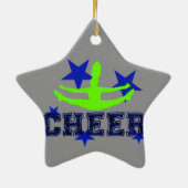 青および緑のチアリーダーの星のオーナメント セラミックオーナメント (裏面)